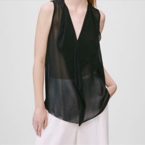 Aritzia Babaton Ainsley sheer sleeveless  blouse